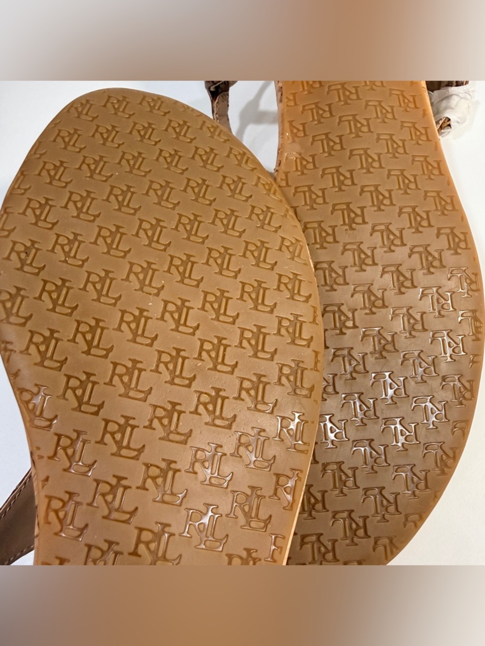 Ralph Lauren Ellington Brown Leather Thong Slingback Sandals Women’s Size 8.5 - Picture 12 of 13